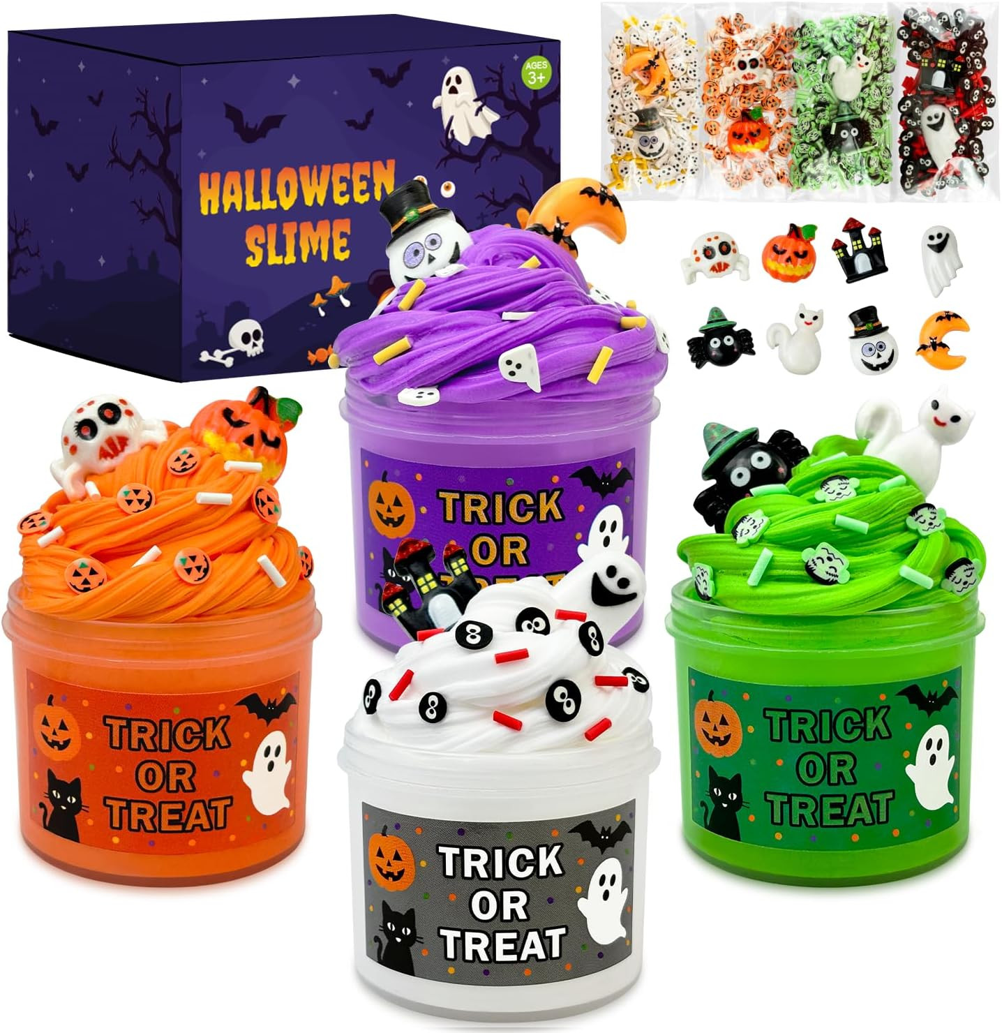 Boo Basket Goodie Bag Stuffers for Kids- 8 PCS Halloween Slime with Add ins | Amazon (US)