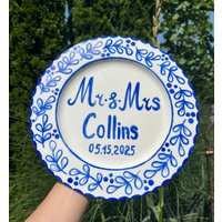 Personalized Wedding Plate, Handpainted Ceramic Family Name Sign, Engagement Gift, Anniversary Gift For Couple, Unique Newlywed Keepsake | Etsy (US)