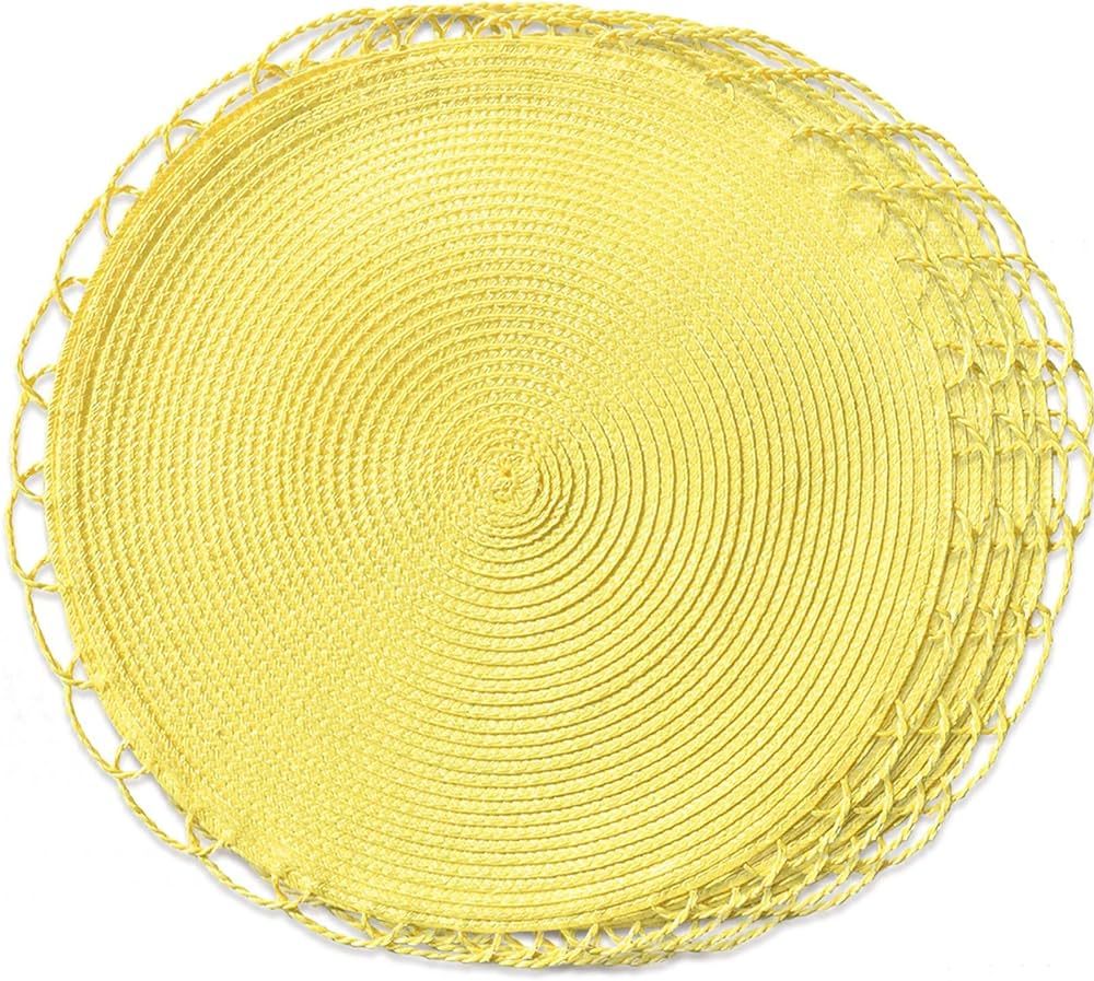 FunWheat Round Placemats Set of 6 Table Mats for Dining Tables Washable Non-Slip Place mats 15 In... | Amazon (US)