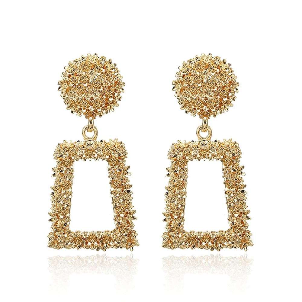 coadipress Gold Statement Geometric Dangle Earrings for Women Gold Rectangle Geometric Dangle Ear... | Amazon (US)