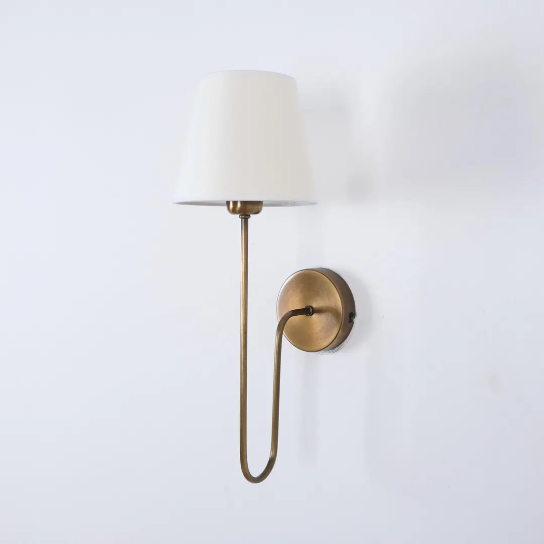 Mid-Century Modern Wall Lamp, Curved Arm Sconce for Bedroom Lighting, Plug-In Sconce, Vintage Bed... | Etsy (US)