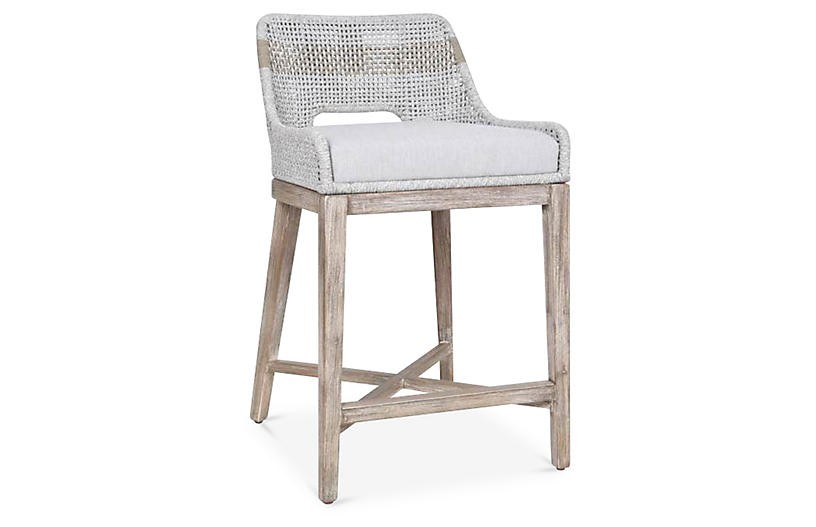 Arras Counter Stool, Taupe/White | One Kings Lane