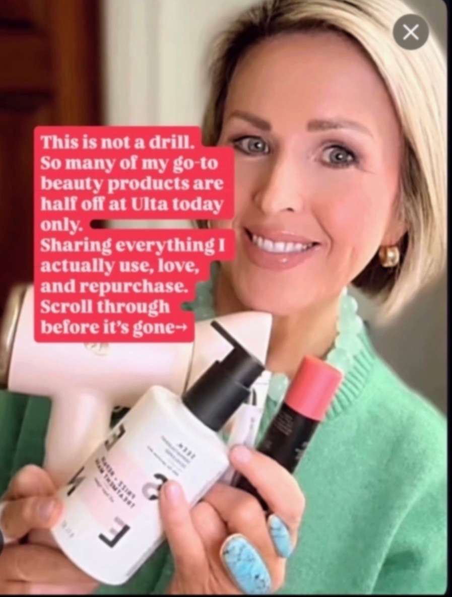 Ulta's 21 Days of Beauty is having a bonus day! Sharing all of my favorites that are half off.

Shades: 
DIBS Highlighter Stick- High Road Highlight 
Fenty High Shine Gloss Stick- How Many Carats? 
Supergoop! Glow Gloss- Vanilla Soft-Serve 
Charlotte Tilbury Highlighter Wand- Spotlight 
Rabanne Glowies Pearly Lipgloss- Frost Love 
Nudestix Blush Stick- Bubba 

 #LTKOver40 #LTKSaleAlert #LTKBeauty