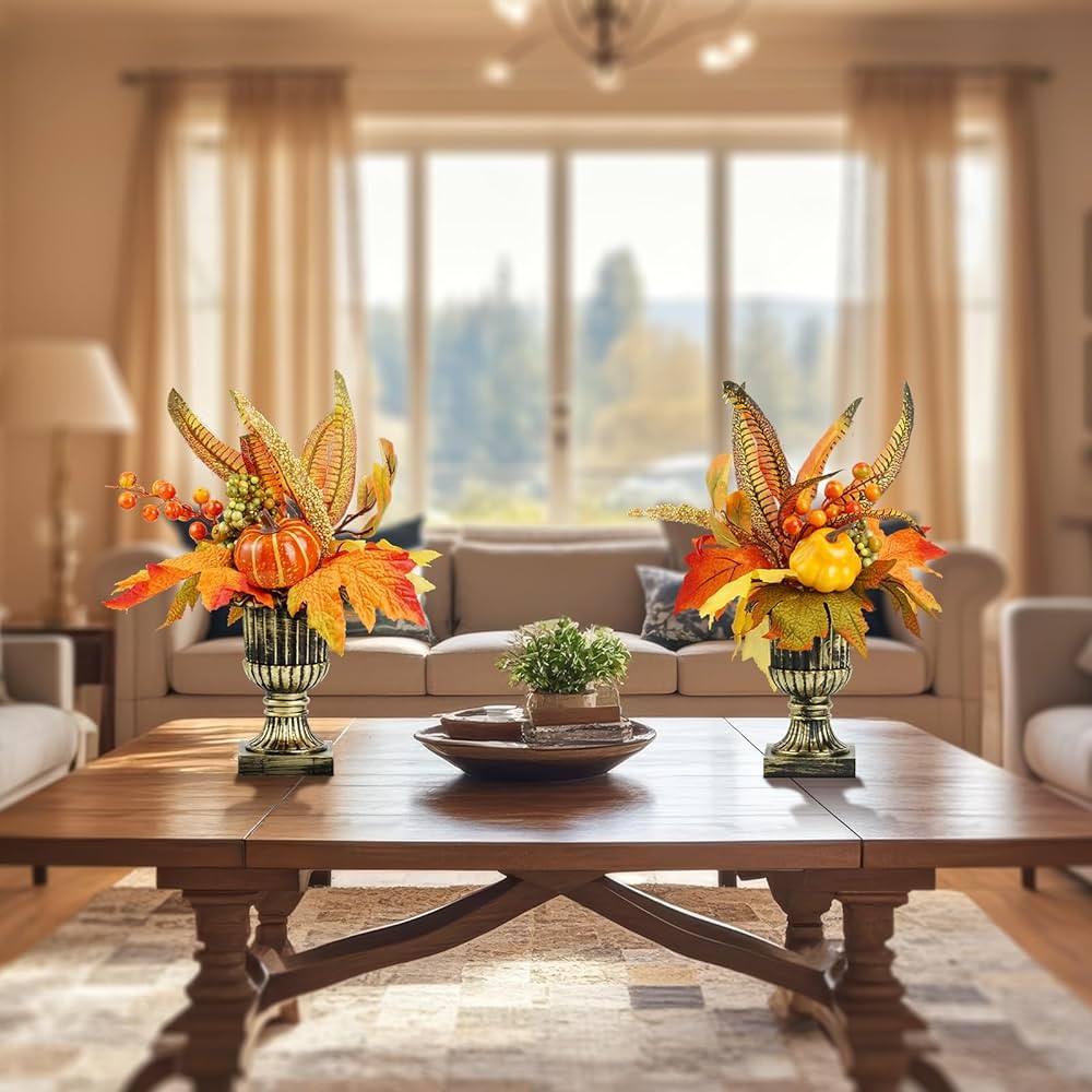 2Pcs Halloween Decorations Artificial Imitation Pumpkin Table Shelf Thanksgiving Autumn Indoor Ho... | Amazon (US)