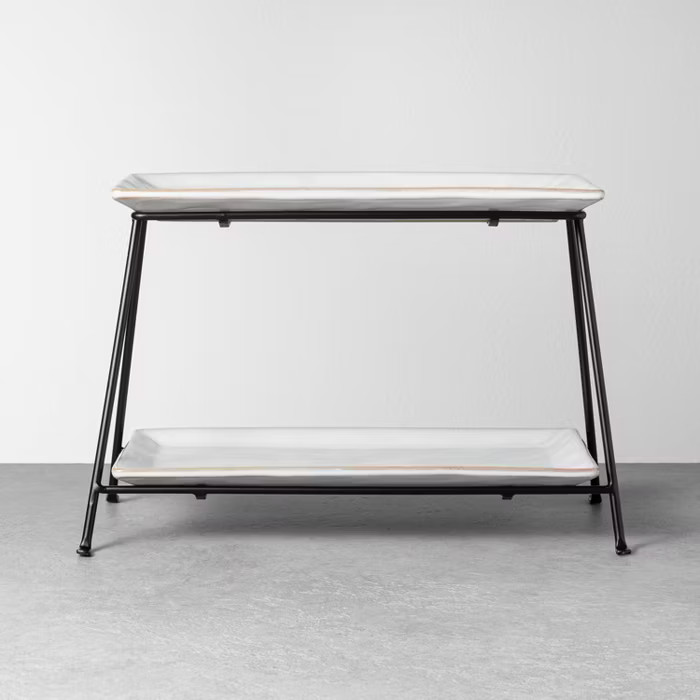 Tiered Metal & Ceramic Dish Rectangular Serve Tray - Hearth & Hand™ with Magnolia | Target