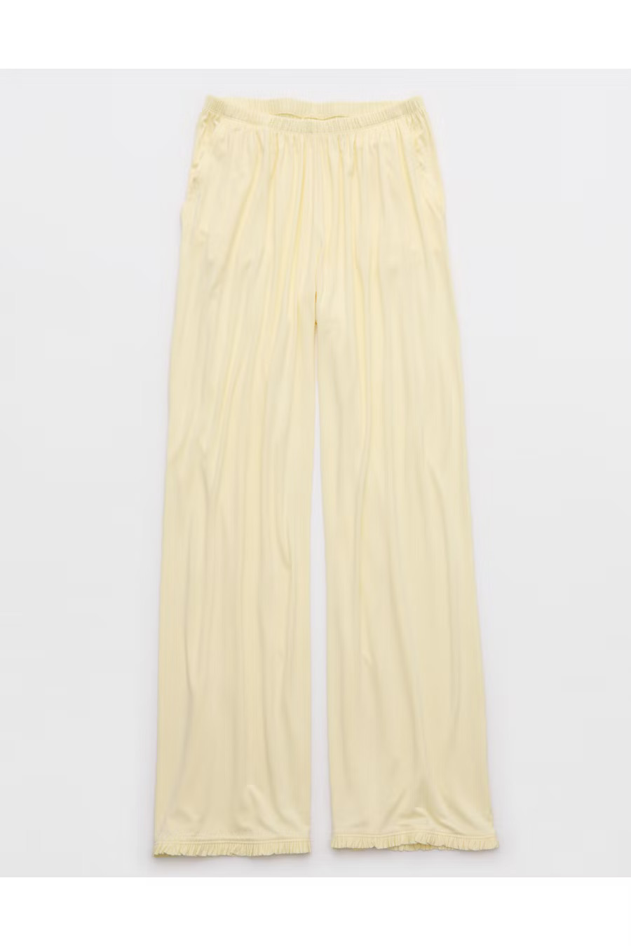 Aerie Real Soft Ruffle Trouser PJ Pant Women's Cozy Yellow XS | Aerie
