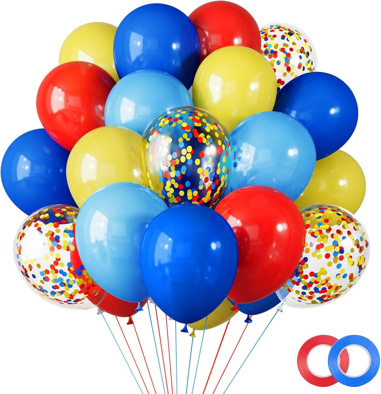 RUBFAC 65pcs Carnival Circus Balloon Kit, 12 Inches Red Yellow and Blue Balloons with Rainbow Con... | Amazon (US)