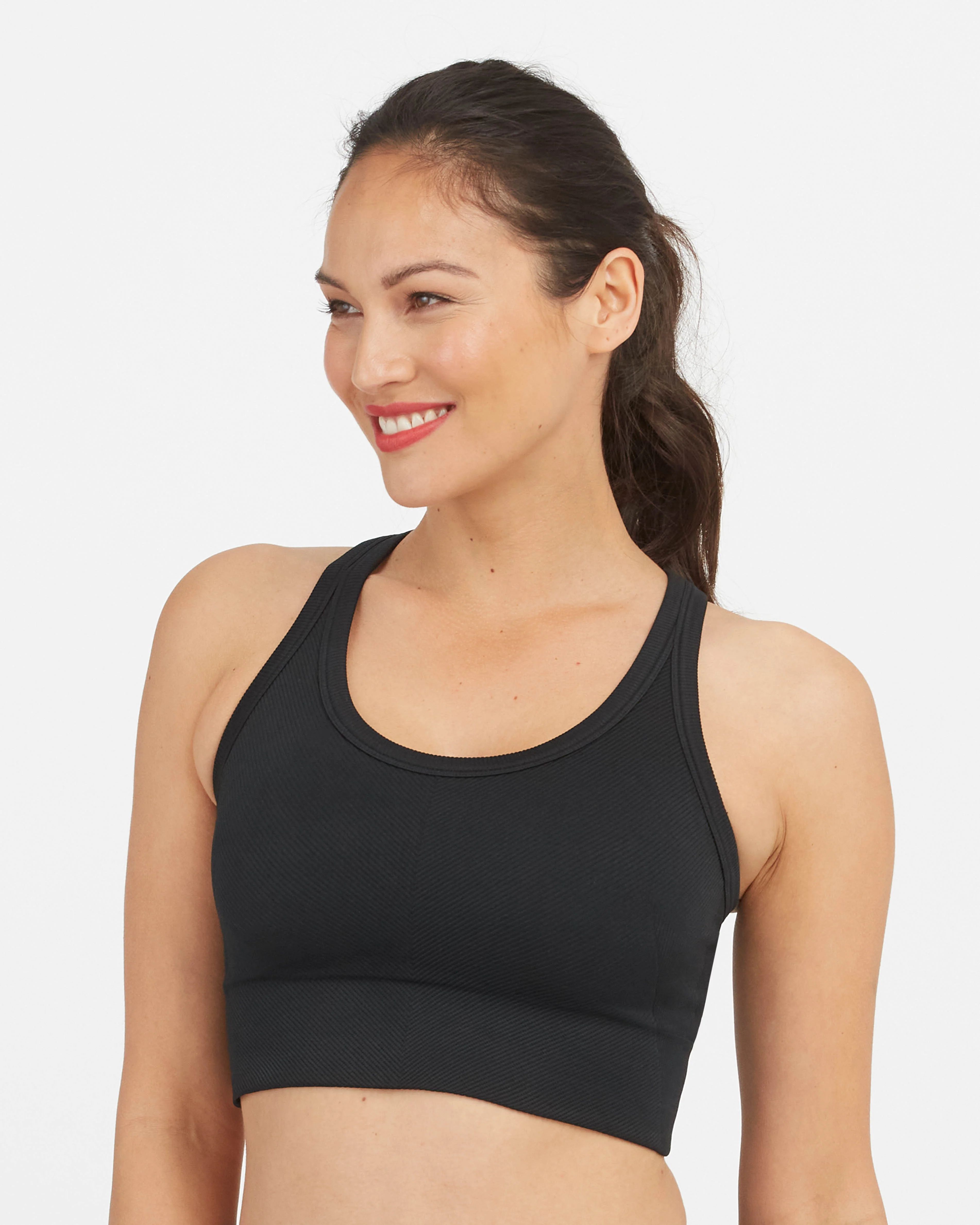 Seamless Sculpt Chevron Ribbed Longline Medium Impact Sports Bra | Spanx