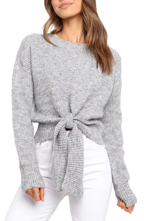 Petal & Pup Captivate Tie Hem Sweater in Grey at Nordstrom, Size Small/medium | Nordstrom