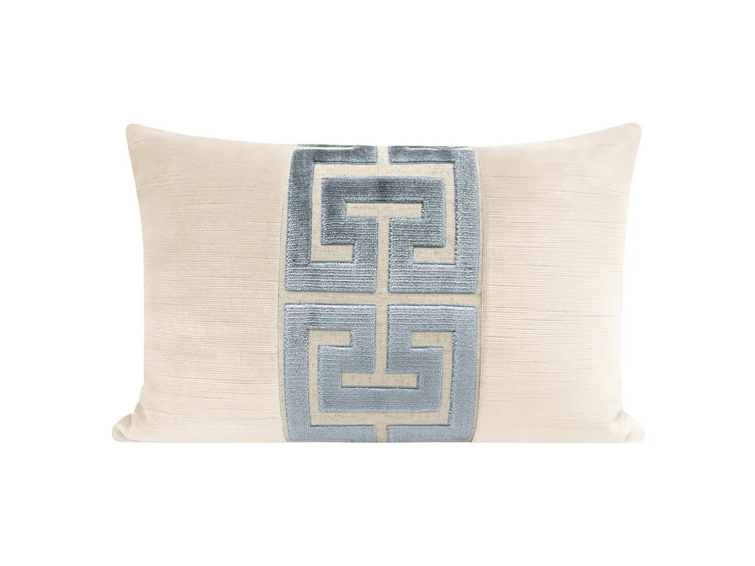 The Little Lumbar : Strie Velvet // Cashmere + Greek Trim // Delft | trim pillow | abstract cut v... | Etsy (US)