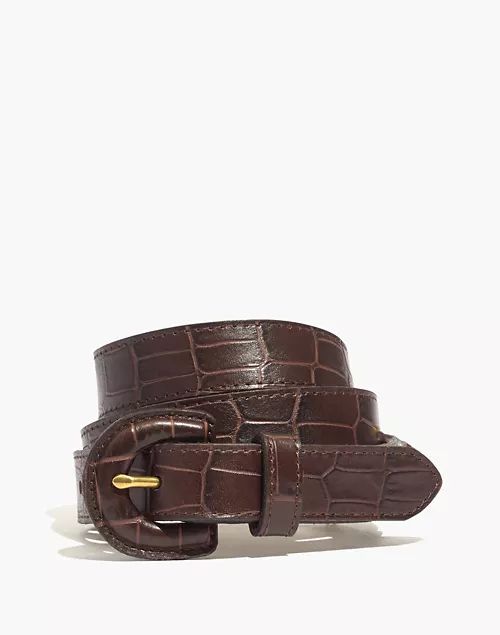 Wrapped-Buckle Belt in Croc Embossed Leather | Madewell