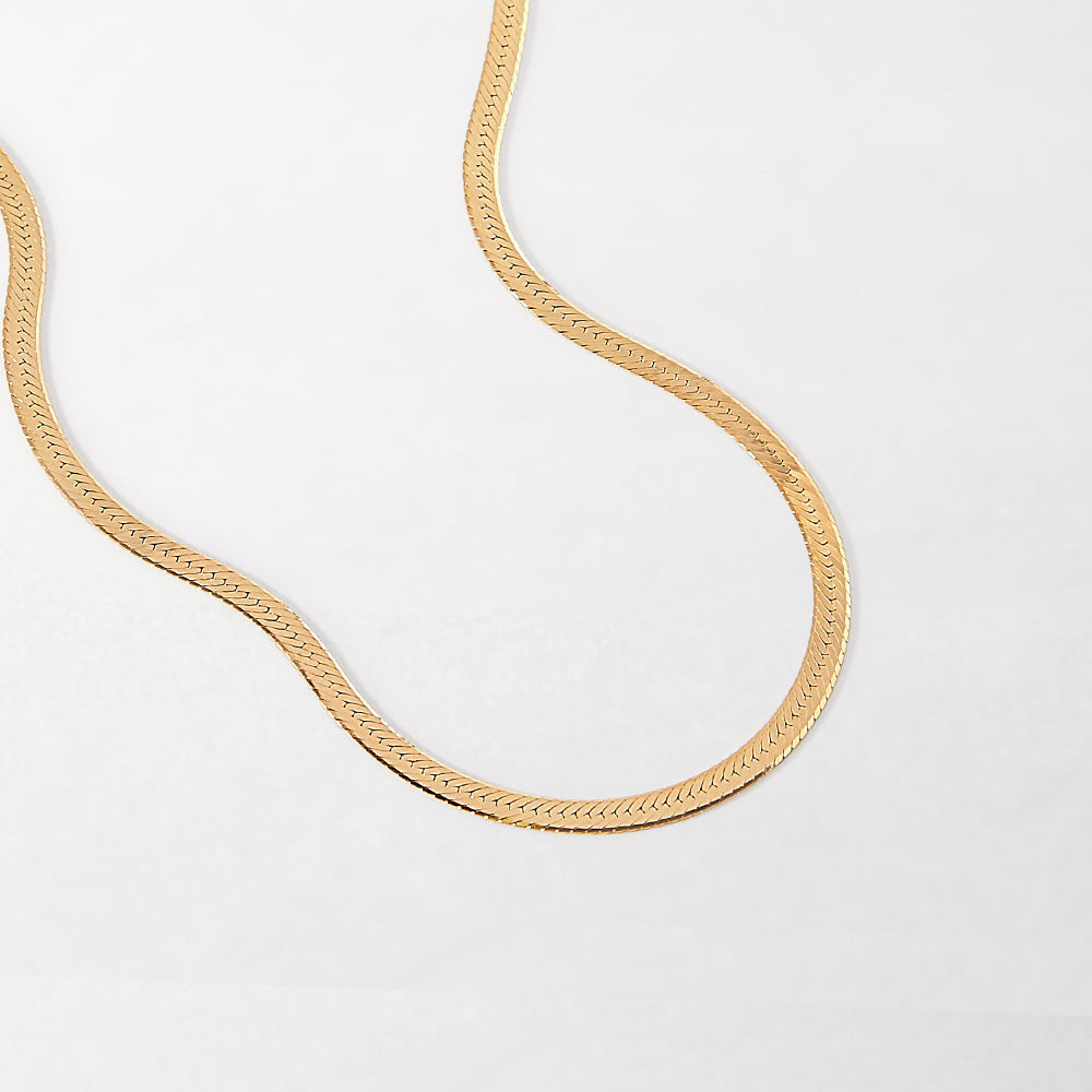 Flat Snake Chain Necklace - Gold | Edge of Ember Ltd