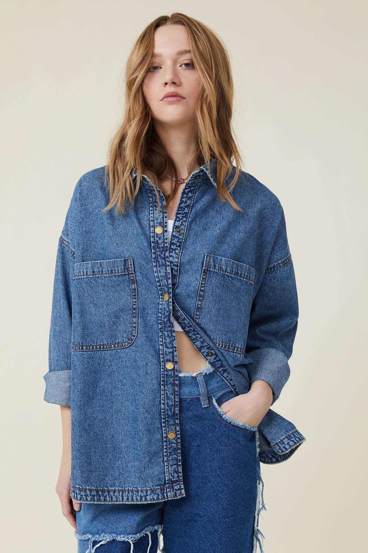 Oversized Utility Denim Shirt | Cotton On (US)