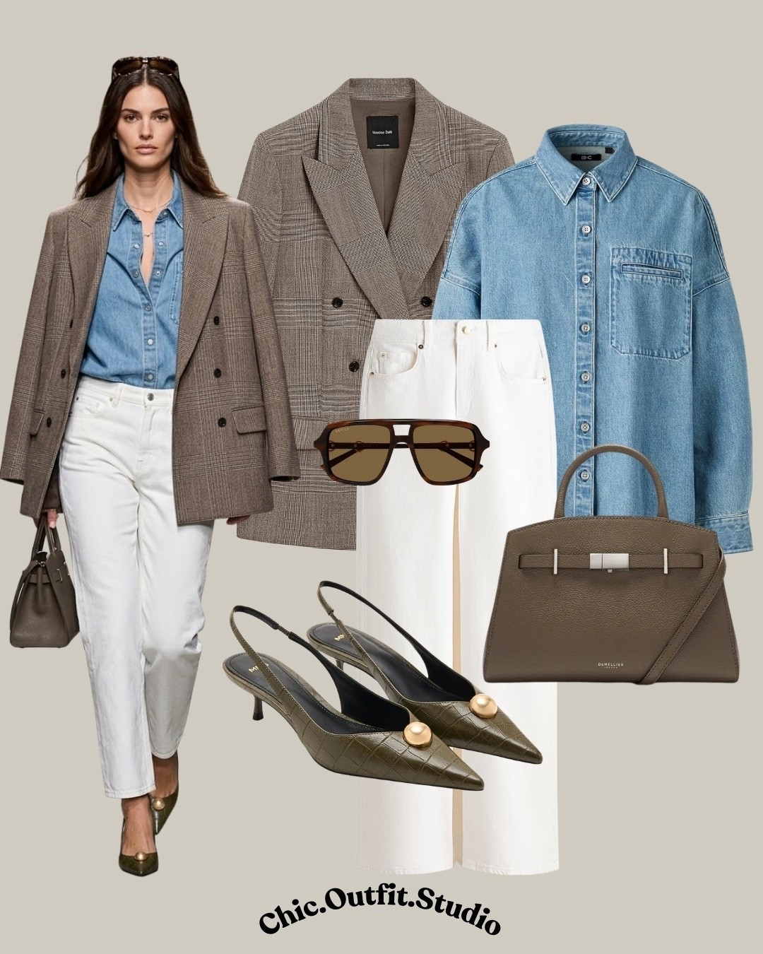 Blazer, Denim Shirt & White Jeans

✨An elevated white jeans outfit that works almost anywhere ✨
Layering a structured blazer over a denim shirt instantly makes white jeans look more polished while still feeling relaxed. I added pointed flats and a structured bag for a timeless, sophisticated finish.

✨This is the kind of outfit that works perfectly for lunch meetings, city days, casual office looks, gallery visits, or dinner plans when you want something chic but effortless.

✨White denim + tailored layers is one of my favorite formulas for creating classic spring outfits that never go out of style.

✨Tags: white jeans outfit, blazer outfit women, smart casual outfit, spring outfit women, denim shirt outfit, parisian style outfit, classic chic outfit, neutral capsule wardrobe, polished casual look, everyday elegant style

#LTKstyletip #LTKjeans #LTKspring