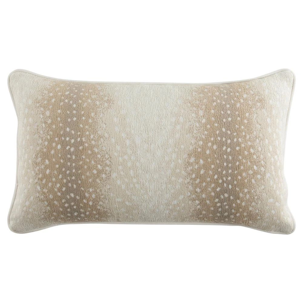 Faye Modern Beige Animal Print Indoor Outdoor Lumbar Pillow - 12x20 | Kathy Kuo Home