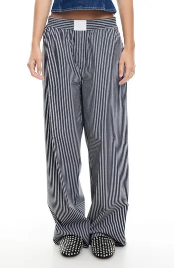 LIONESS Cobain Stripe Cotton Blend Pants in Onyx Stripe at Nordstrom Rack, Size Large | Nordstrom Rack
