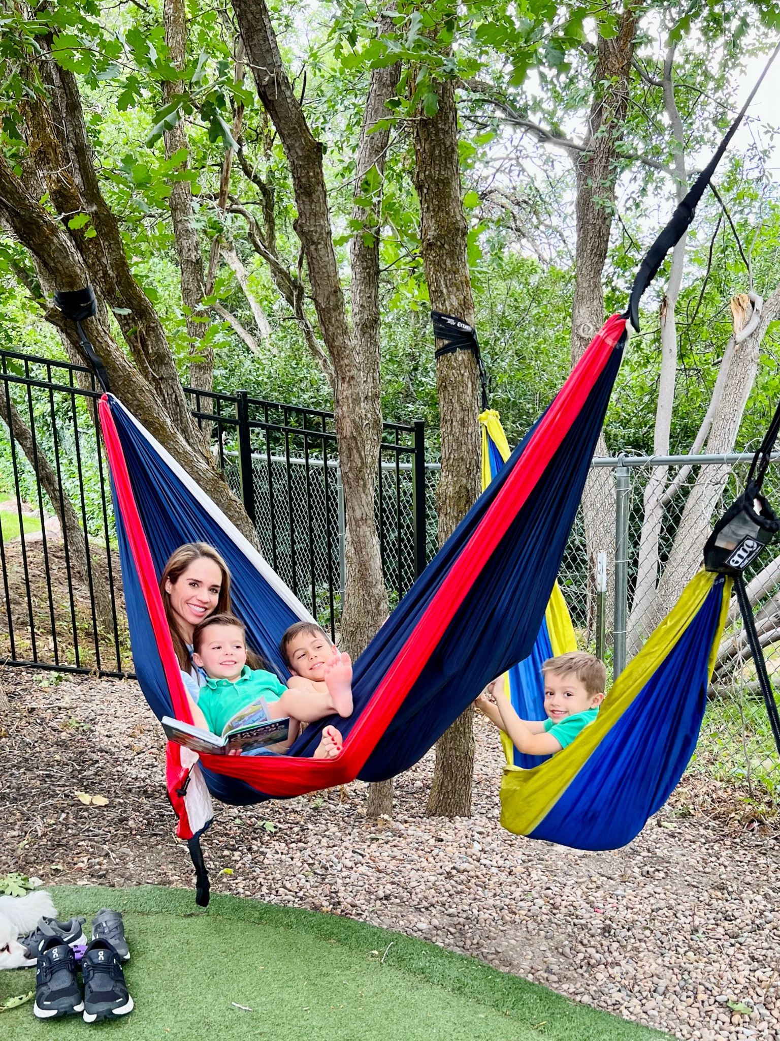 Our favorite large hammock! It’s perfect for camping or hanging in your backyard! It’s so large that 3 of us fit comfortably ☺️ We’ve had ours hanging for over a year (through all 4 seasons) and it’s still in pristine condition! 