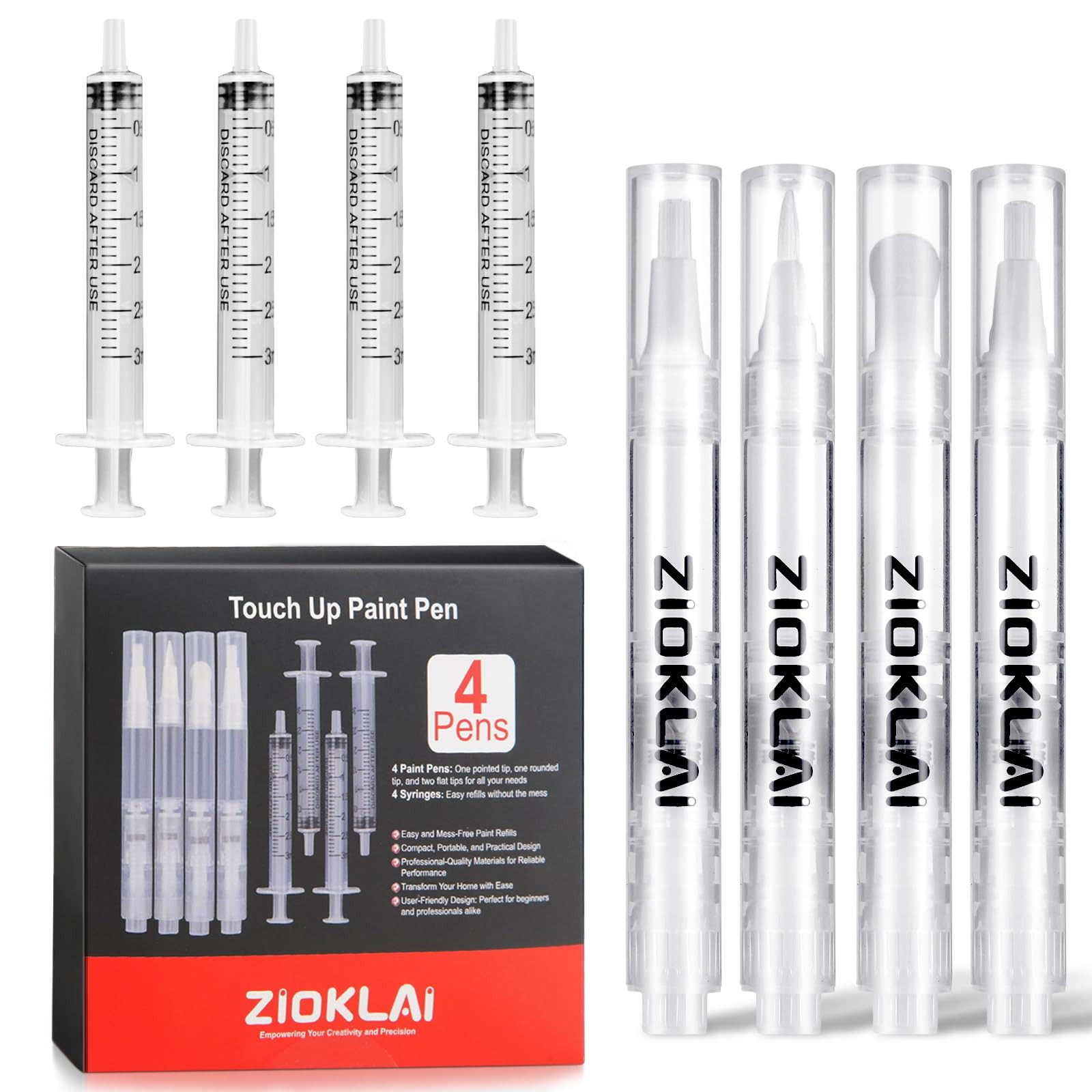 Touch Up Paint Pen 8PCS Set 4 Paint Touch Up Pens Fillable with Pointed, Round & Flat Tips Brushe... | Amazon (US)