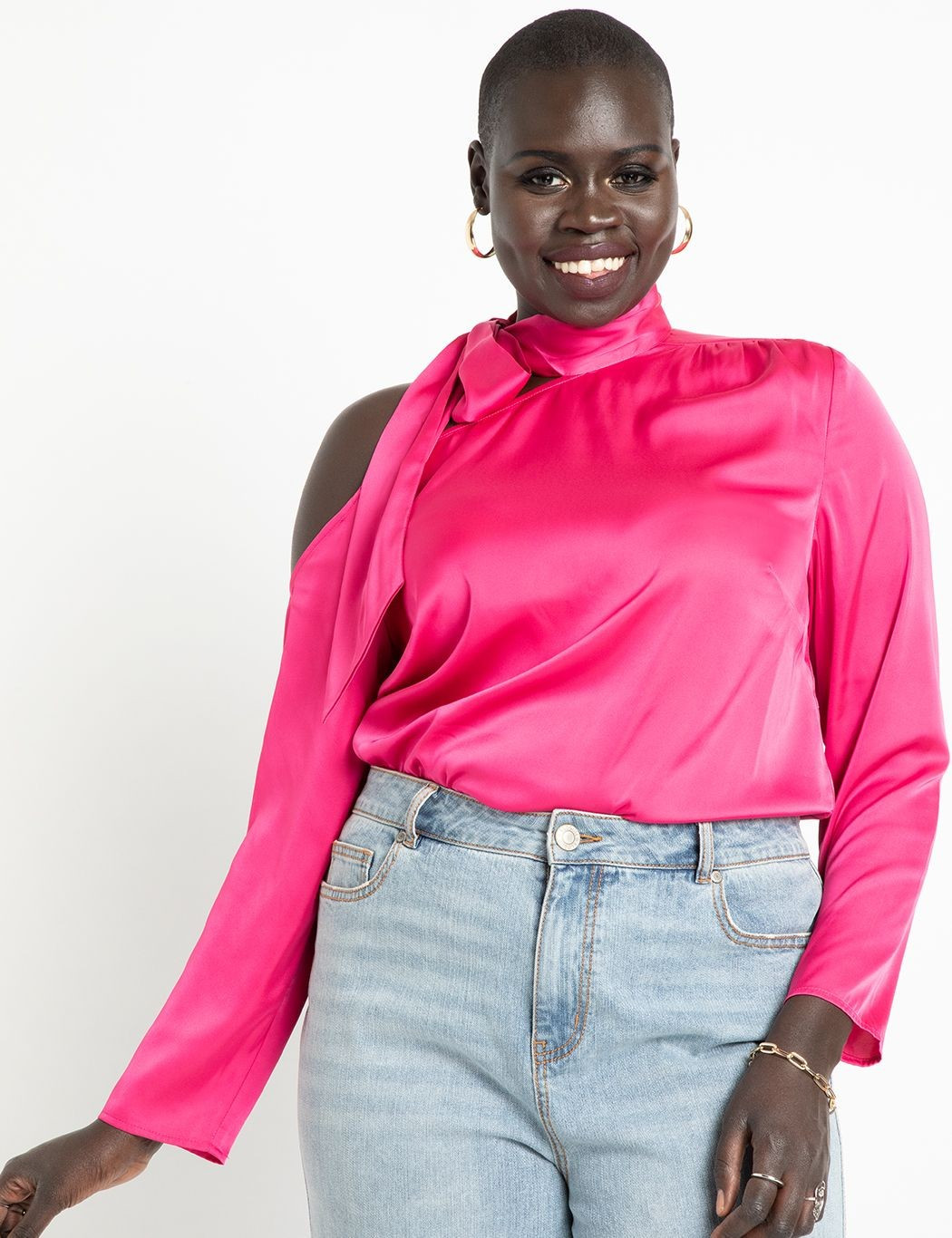 One Shoulder Scarf Blouse | Eloquii