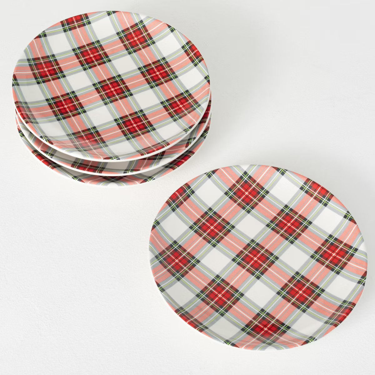 Sullivans Red Plaid Plate Multicolor 1.5"H Dolomite Set of 4 | Target