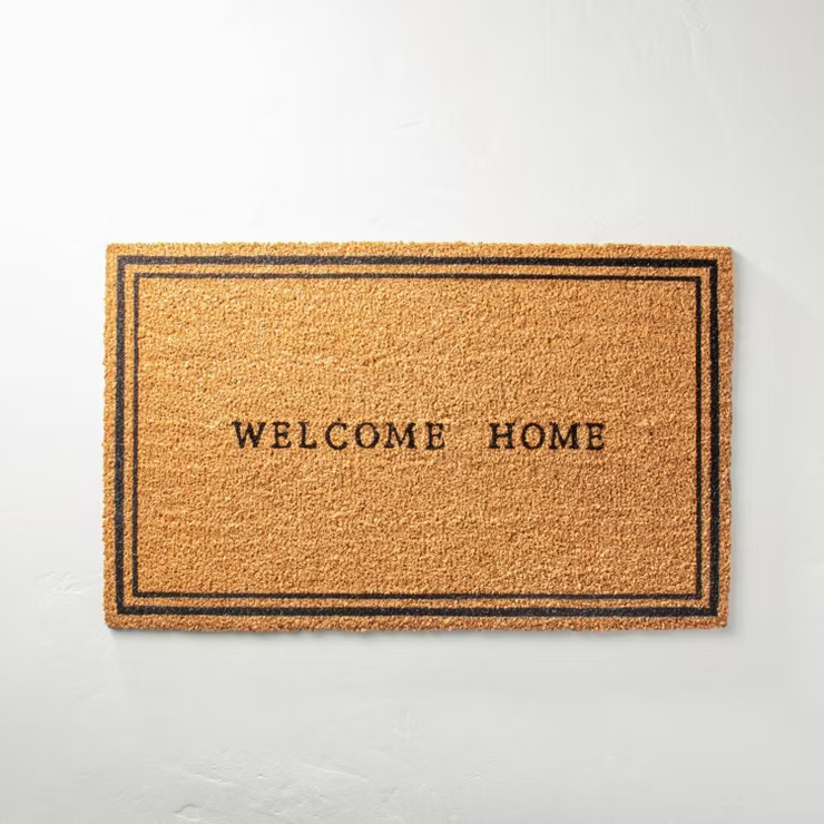 Welcome Home Coir Doormat Tan/Black - Hearth & Hand™ with Magnolia | Target