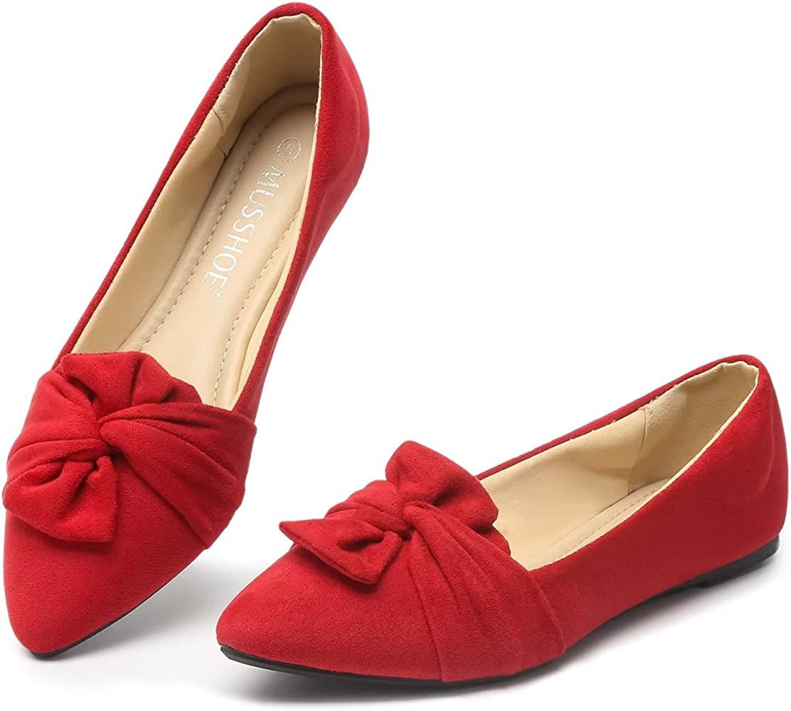 MUSSHOE Women Comfortable Women's Flats Slip on Pointed Toe Flats Shoes | Amazon (US)