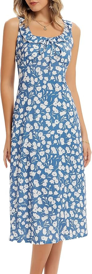 GRACE KARIN Women's Casual Bohemian Floral Midi Tank Dress Sleeveless Flounce Scoop Neck Summer B... | Amazon (US)