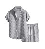 GORGLITTER Men's 2 Piece Outfits Waffle Knit Button Down Shirt Top and Shorts Set | Amazon (US)