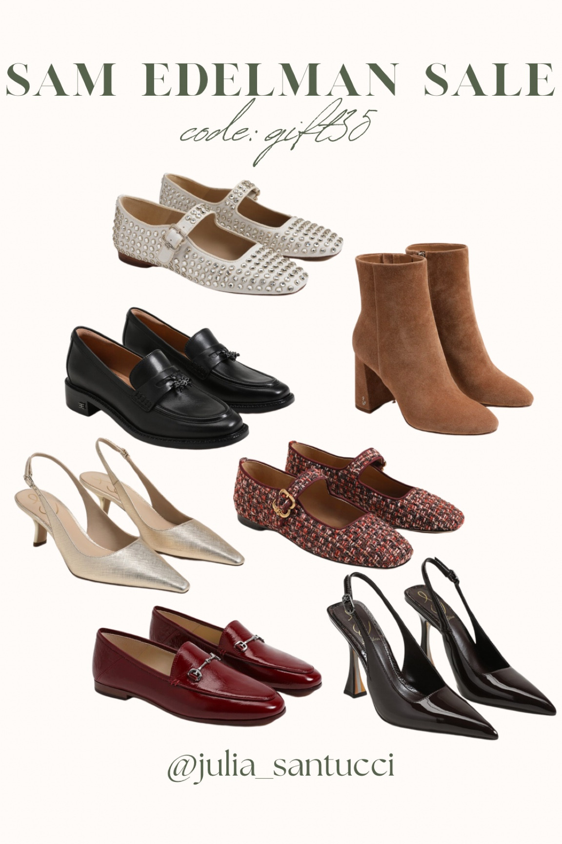 Sam Edelman Sale, 35% off with code: gift35

#LTKGiftGuide #LTKSaleAlert #LTKShoeCrush