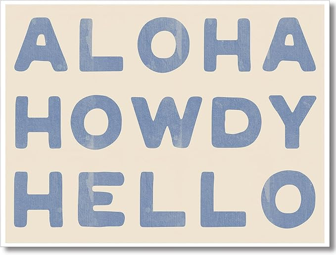 Preppy Howdy Canvas Wall Art, Trendy Western Coastal Cowgirl Room Aesthetic Poster, Blue Text Pos... | Amazon (US)