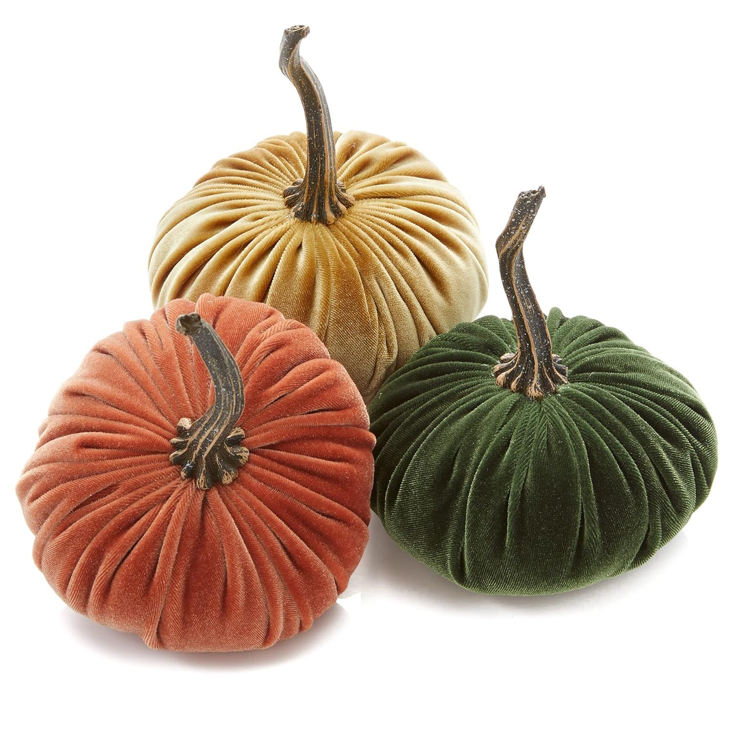 Small Velvet Pumpkins Set of 3, Handmade Home Decor, Holiday Mantle Decor, Fall Halloween Thanksg... | Amazon (US)