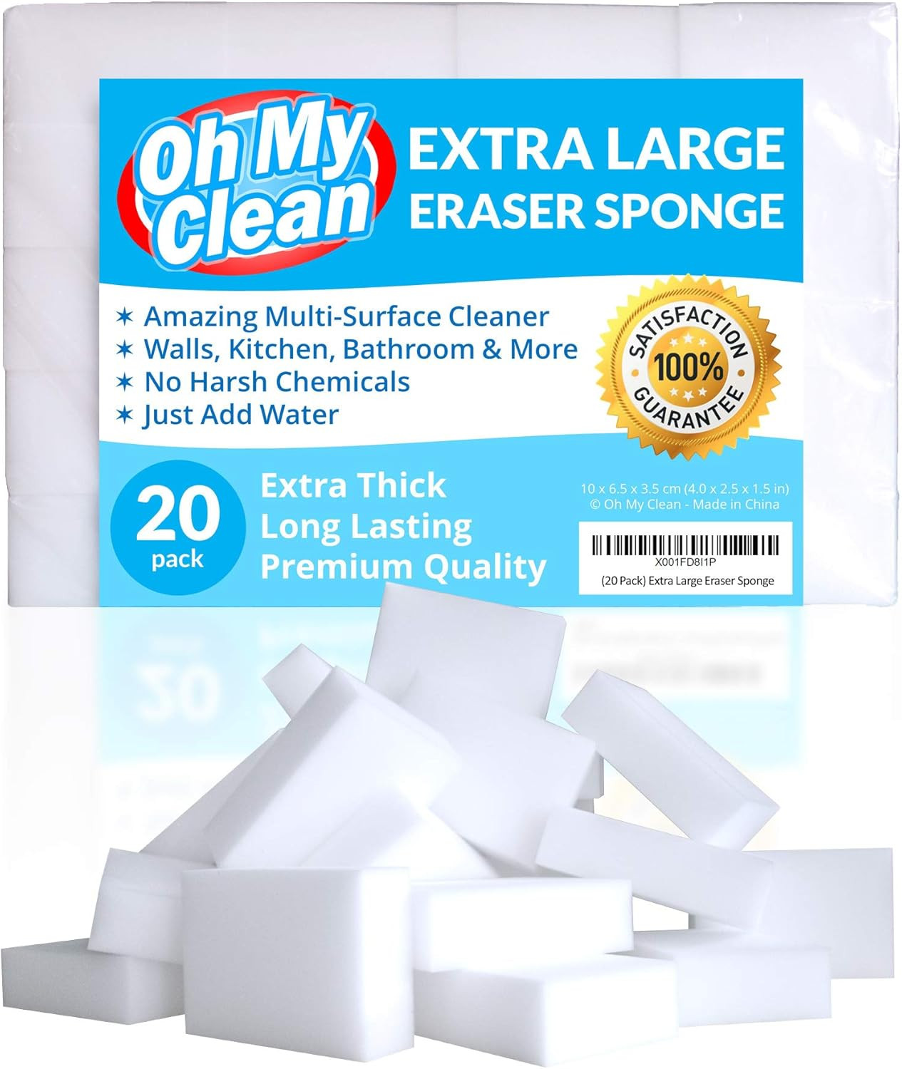 (20 Pack) Extra Large Eraser Sponge - Extra Thick, Long Lasting, Premium Melamine Sponges in Bulk... | Amazon (US)
