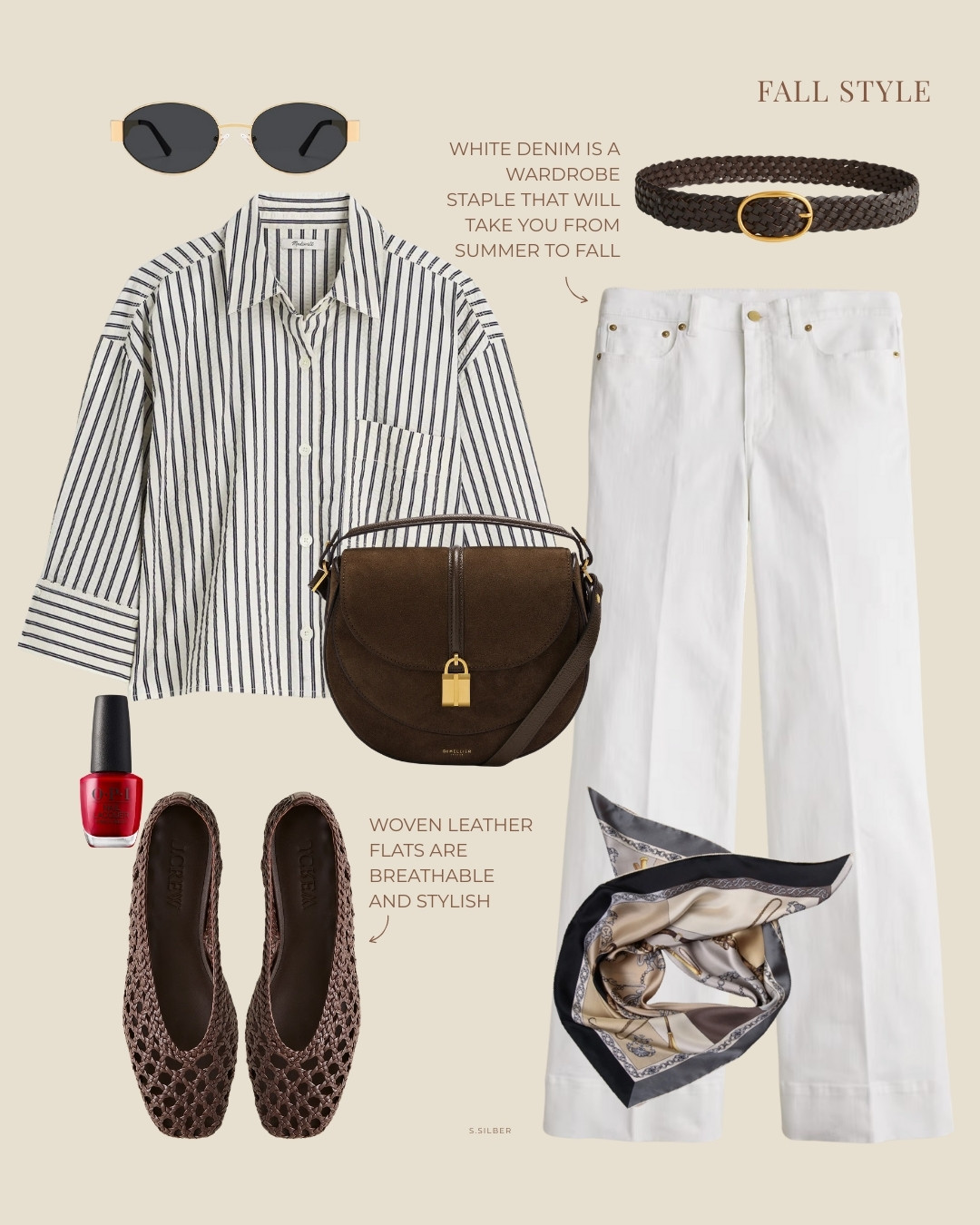 Fall denim outfit ideas

elevated casual, New England style, white denim, fall purse, J.Crew, Madewell, Celine, DeMellier, woven flats, silk scarf, woven belt, leather, suede, summer to fall, stripes, what to wear, classic style, old money, elevated basics

 

#LTKxMadewell #LTKFindsUnder100 #LTKStyleTip