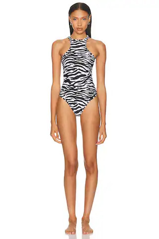 Zebra Printed One Piece Swimsuit | FWRD 
