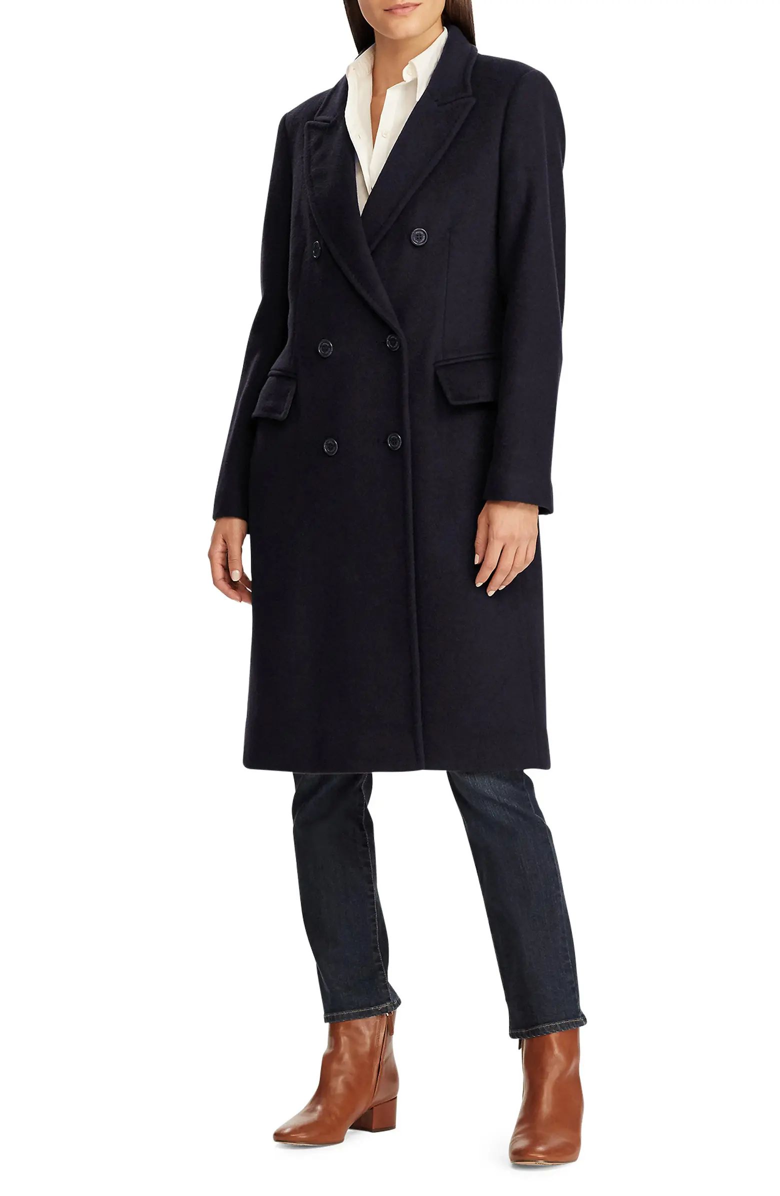 Double Breast Wool Blend Reefer Coat | Nordstrom