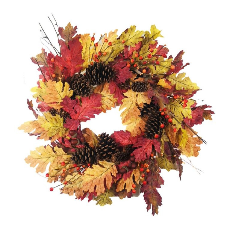 Arty Imports Oak Leaf Pine Cone Wreath 24" | Walmart (US)