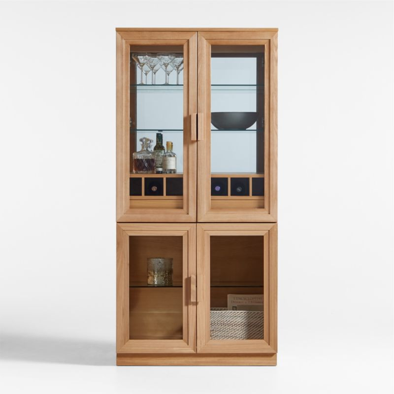 Calypso 36" Natural Glass-Door Bar Cabinet | Crate & Barrel | Crate & Barrel