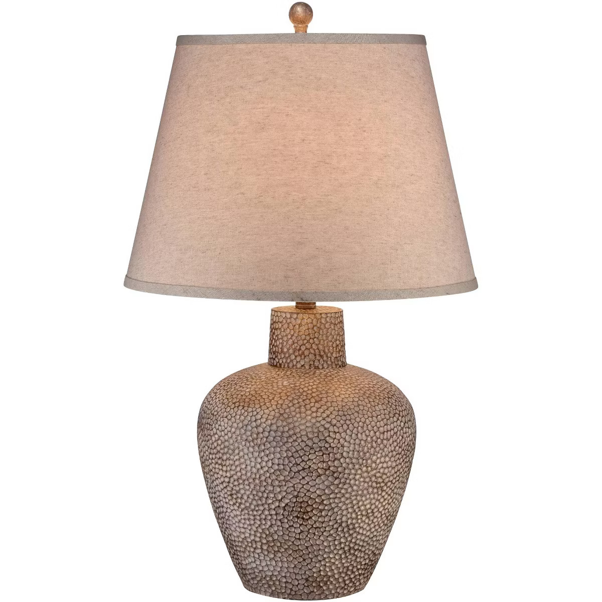 360 Lighting Bentley Rustic Farmhouse Table Lamp 29" Tall Brown Leaf Textured Hammered Pot Off Wh... | Target
