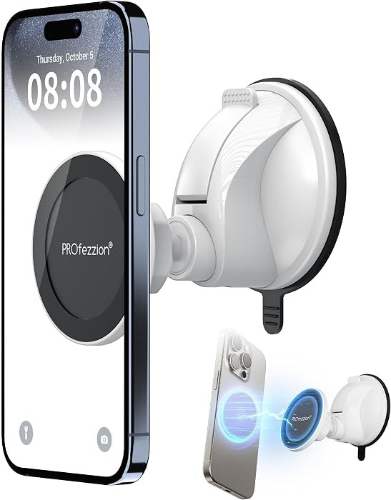 PROfezzion Magnetic Shower Mirror Phone Holder Reusable Suction Cup Phone Mount Compatible with i... | Amazon (US)