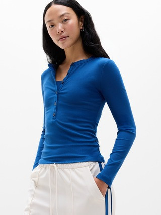 Signature Rib Long Sleeve Henley Top | Athleta