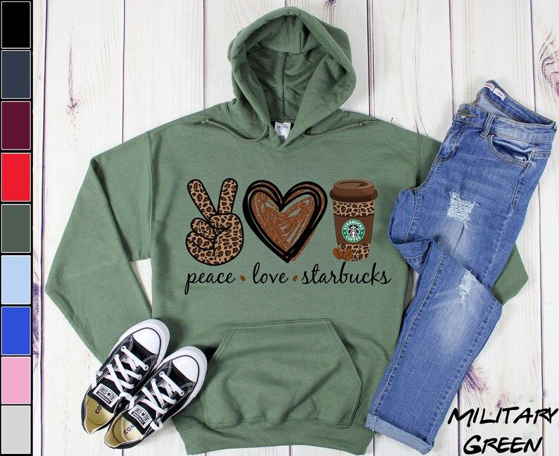 Peace Love Starbucks Coffee Hoodie - Christmas Present - Birthday Gift | Etsy (US)