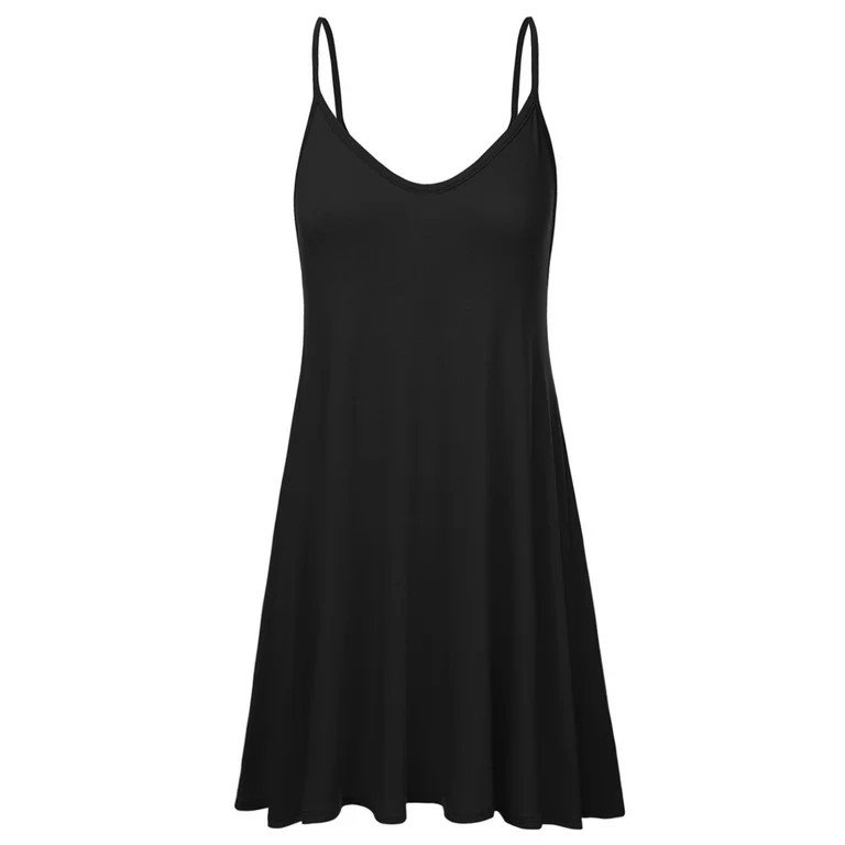 Doublju Women's Casual Spaghetti Loose Swing Slip Dress (Plus Size Available) | Walmart (US)