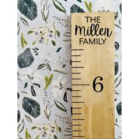 Custom Growth Chart Vertical Family Edition, Engraved Minimalist Nursery Decor, Housewarming, Baby Gift, Modern Wooden Ruler Keepsake | Etsy (US)