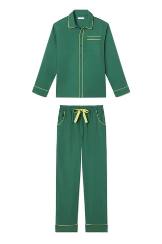 Men's Flannel Piped Pants Set in Grove | LAKE Pajamas