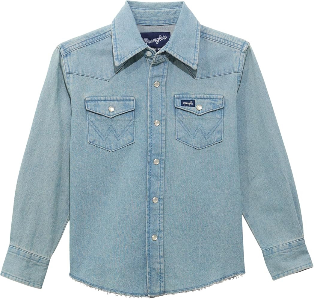 Wrangler Boy's Long Sleeve White Snap Shirt | Amazon (US)
