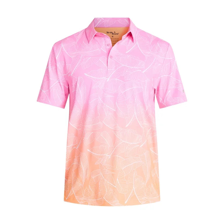 Birdie Bound Men's Ombre Leaf Print Polo Shirt, Sizes S-3XL | Walmart (US)