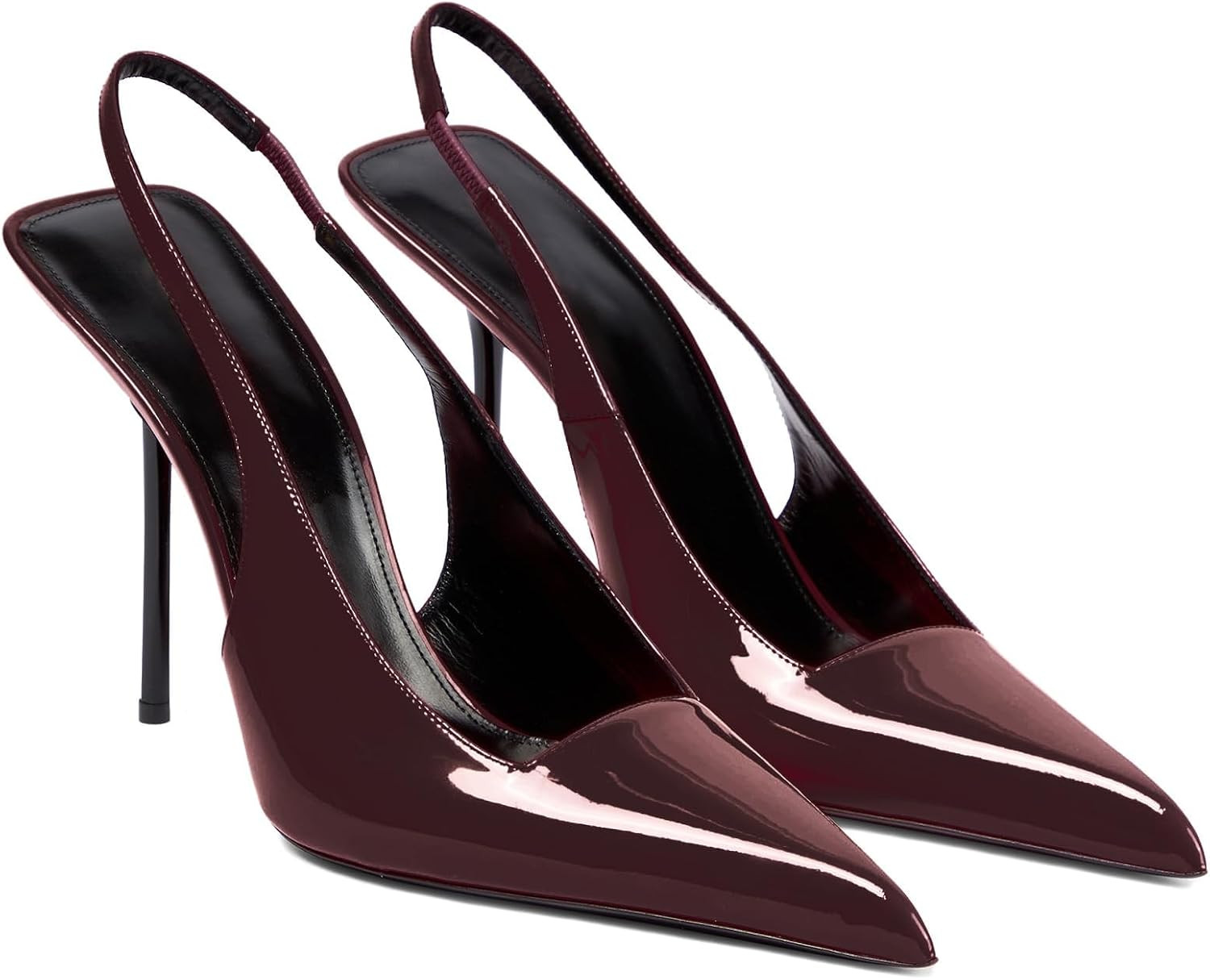 VOLEECE Slingback Heels for Women Patent Leather Pointed Toe Slip on Pumps | Amazon (US)