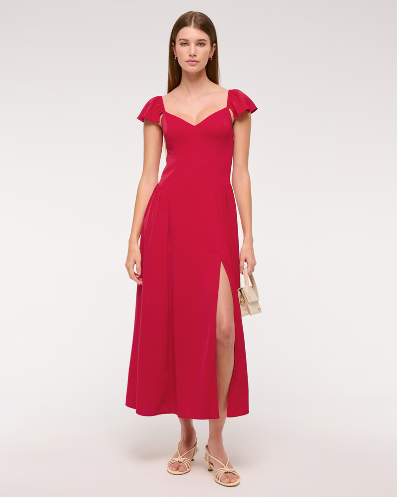 Flutter Sleeve Midi Dress | Abercrombie & Fitch (US)