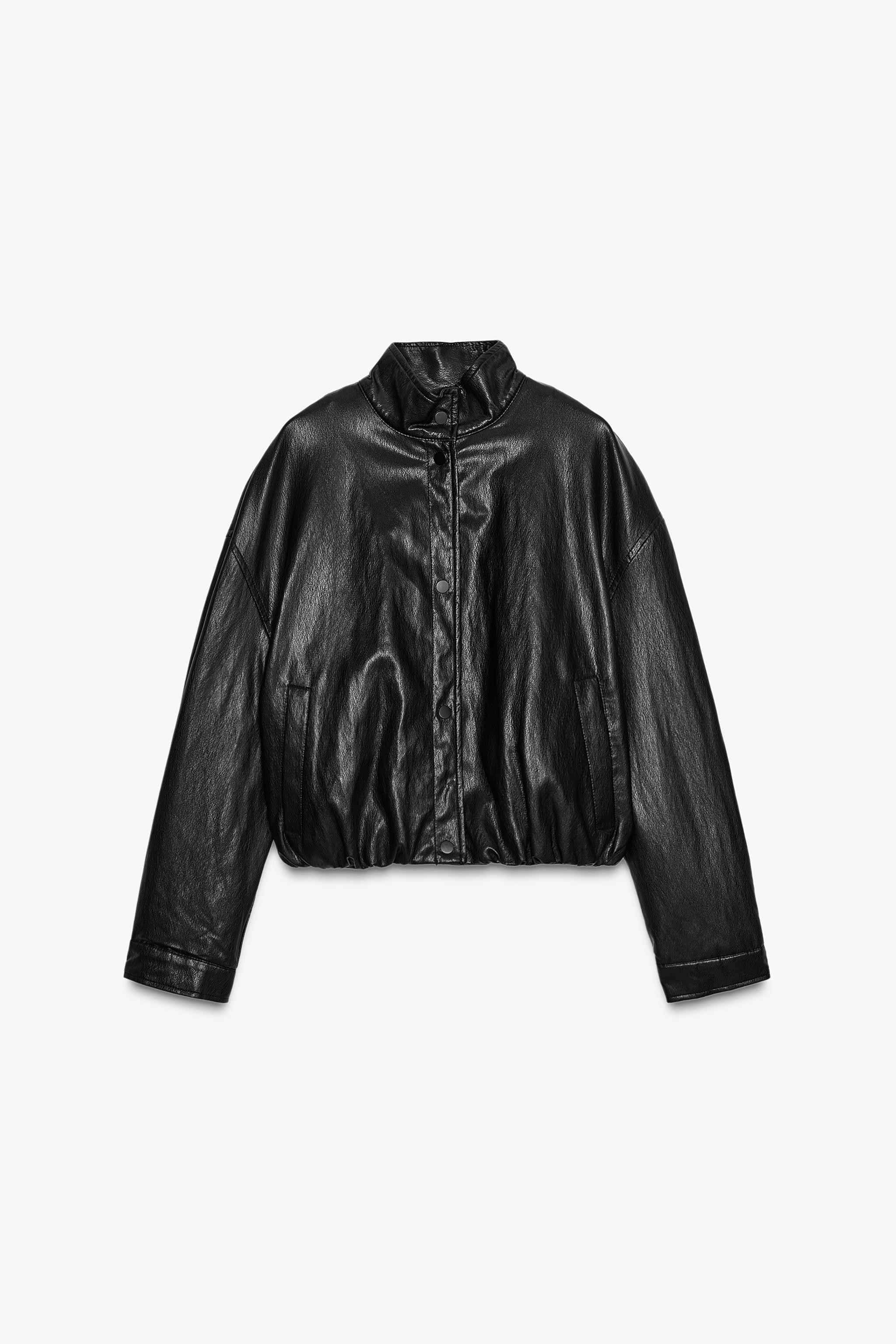HIGH COLLAR FAUX LEATHER BOMBER JACKET | Zara Canada