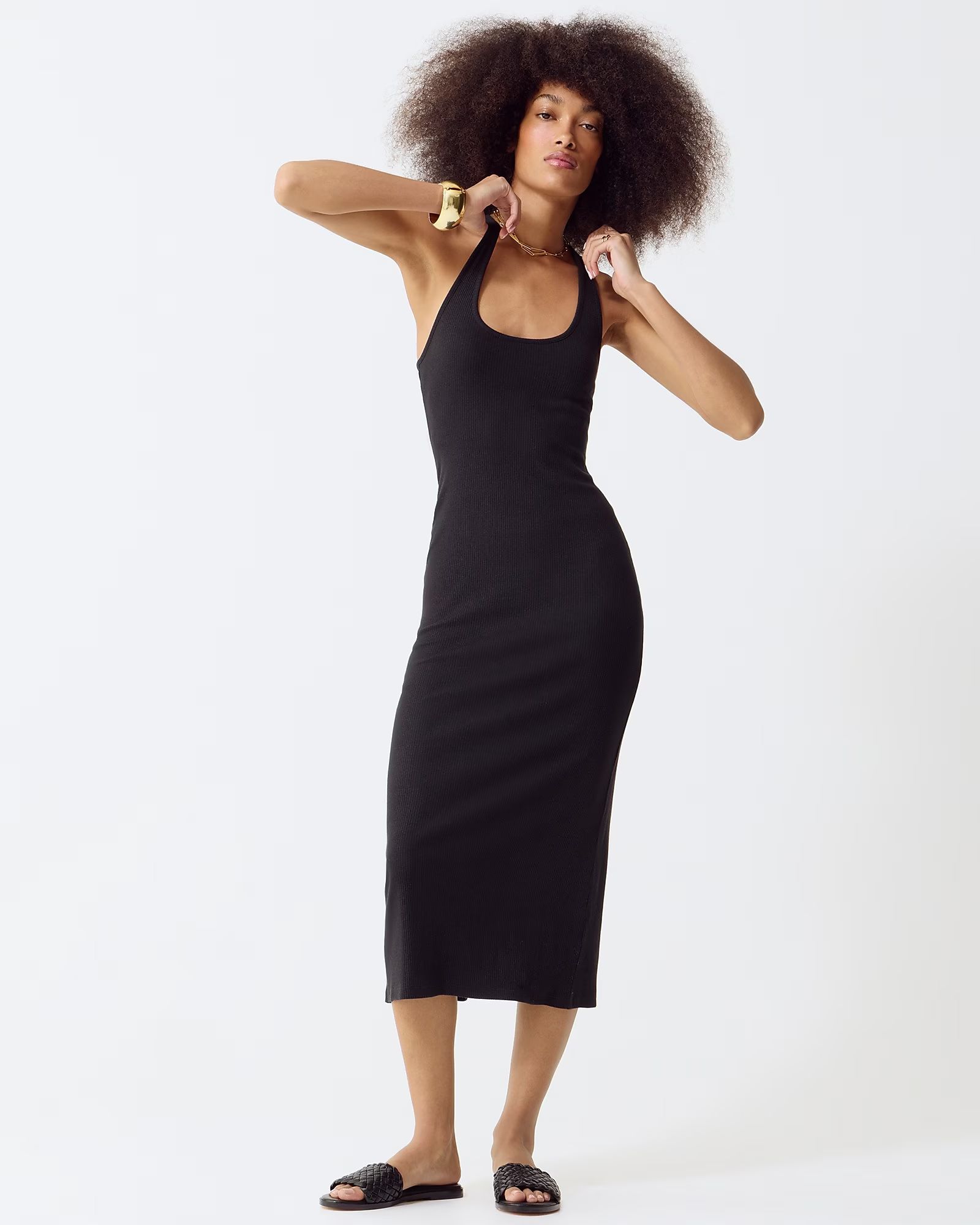 Cross-back midi dress in vintage rib | J.Crew US